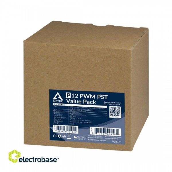 ARCTIC P12 PWM PST Value Pack (Schwarz/Schwarz) 120 mm PWM PST Lüfter optimiert für statischen Druck фото 1