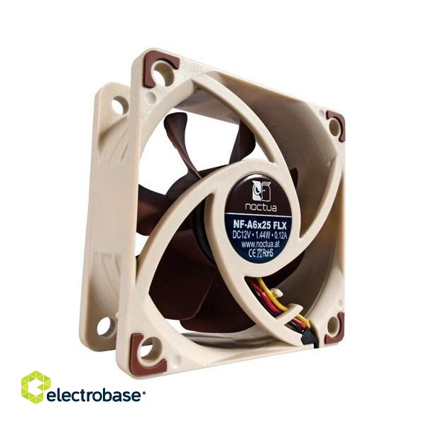 Noctua NF-A6X25 FLX computer cooling system Computer case Fan 6 cm Brown image 2