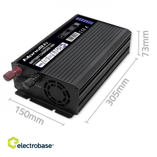 Qoltec 51956 Smart Monolith charger for LiFePO4 AGM GEL SLA batteries | 40A | 12V image 7
