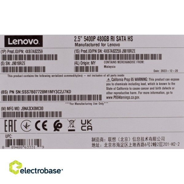 Lenovo 4XB7A82259 internal solid state drive 2.5" 480 GB Serial ATA III 3D TLC NAND image 4