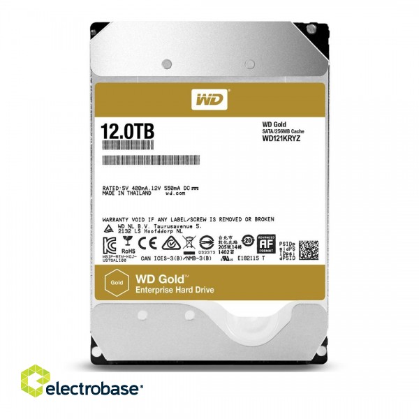 Western Digital Gold 3.5" 12 TB Serial ATA III paveikslėlis 2