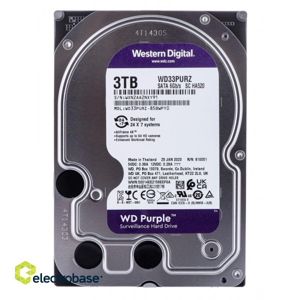 Western Digital Blue Purple 3.5" 3 TB Serial ATA III paveikslėlis 3