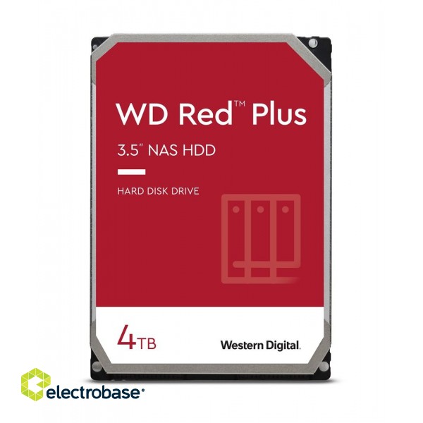 Western Digital Red Plus WD40EFPX internal hard drive 3.5" 4000 GB Serial ATA III paveikslėlis 1