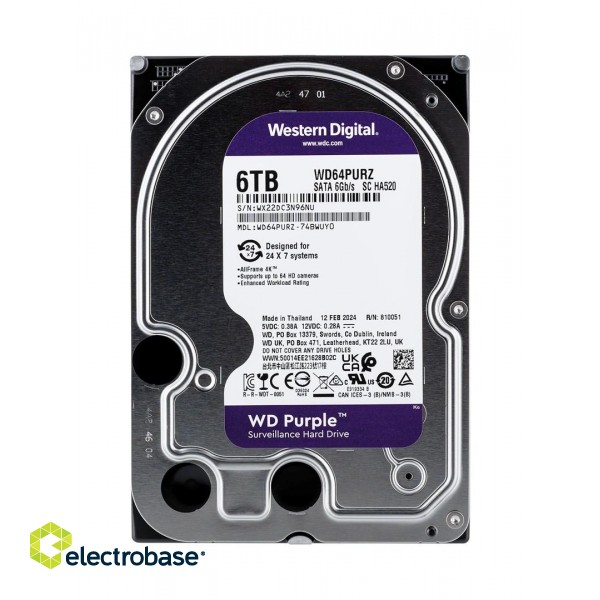 Western Digital WD64PURZ internal hard drive 3.5" 6000 GB Serial ATA III paveikslėlis 4