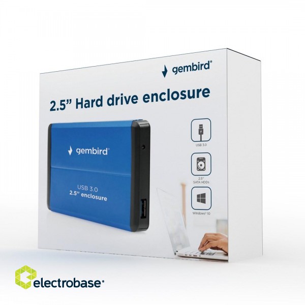 Gembird EE2-U3S-2-B storage drive enclosure 2.5" USB 3.0 HDD enclosure Blue image 5