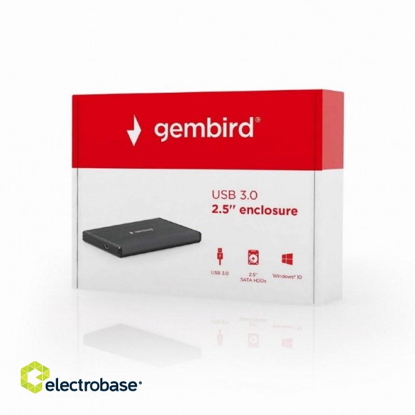 Gembird EE2-U3S-3 storage drive enclosure HDD enclosure Black 2.5" paveikslėlis 6