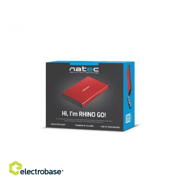 NATEC HDD ENCLOSURE RHINO GO (USB 3.0, 2.5", RED) image 6
