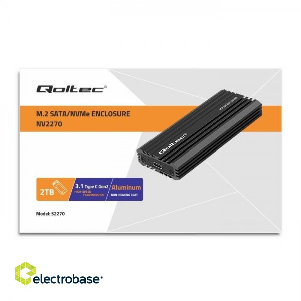 Qoltec 52270 NV2270 enclosure for drive M.2 SSD | SATA | NVMe | USB-C | 2TB image 8
