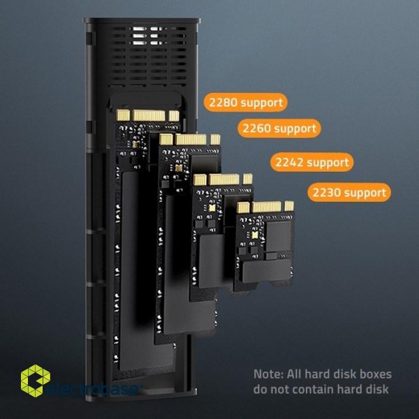 Qoltec 52271 Enclosure NV2271 for drive M.2 SSD | SATA | NVMe | USB-C | 2TB paveikslėlis 2