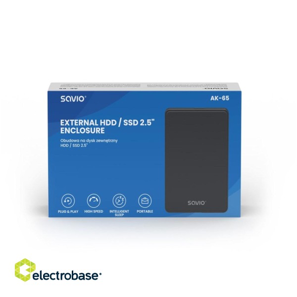 Savio 2.5" External HDD/SDD enclosure, USB 3.0, AK-65 image 4