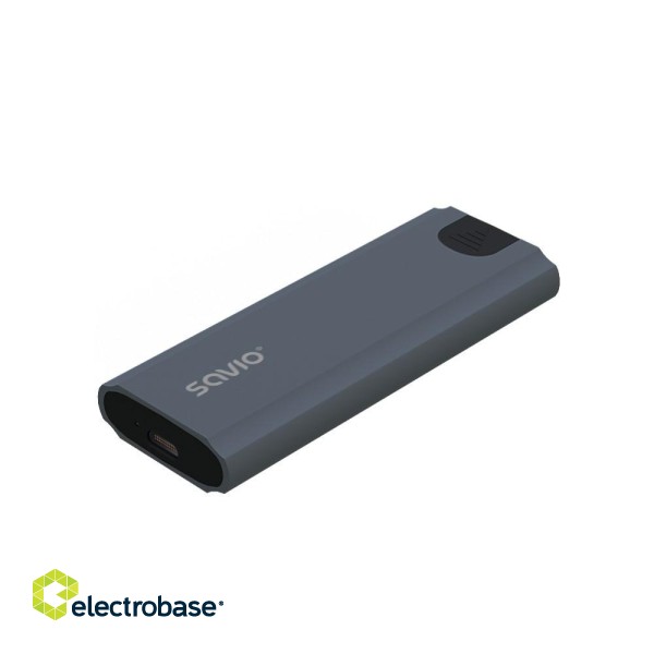 Savio M.2 SSD NVMe external drive enclosure, USB-C 3.1, AK-67, grey paveikslėlis 8