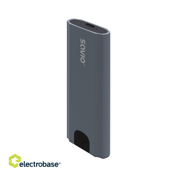 Savio M.2 SSD NVMe external drive enclosure, USB-C 3.1, AK-67, grey image 9