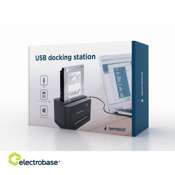 Gembird HD32-U2S-5 docking station for 2.5 "and 3.5" hard drives USB 2.0 Type-A Black paveikslėlis 4