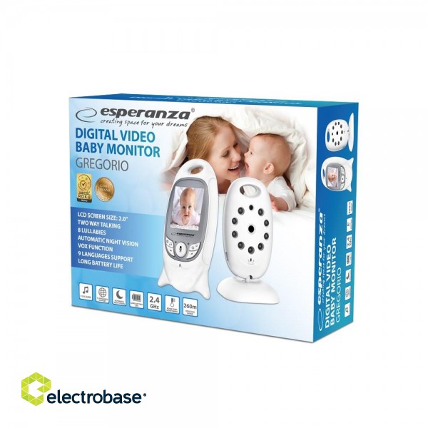 Esperanza EHM001 LCD Baby Monitor 2.0" White paveikslėlis 2