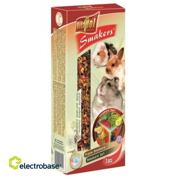 Vitapol Mix flasks (walnut-fruits-fruits-popcorn) for rodents - 3 pcs. - 135 g