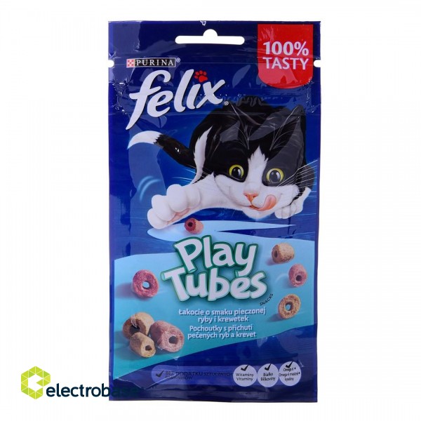 FELIX Play Tubes Fish, Shrimps  - dry cat food - 50 g paveikslėlis 1