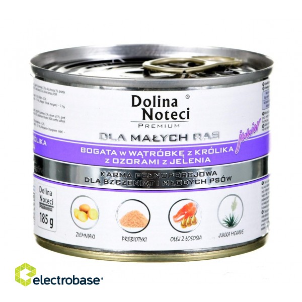 DOLINA NOTECI Premium Junior Small Rabbit liver with deer tongue - Wet dog food - 185 g image 1