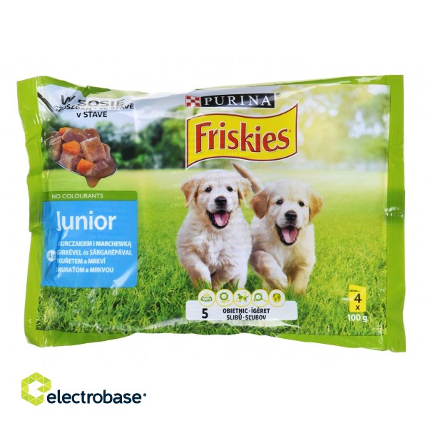 FRISKIES Junior Chicken with Carrots - wet dog food - 4x100g фото 1