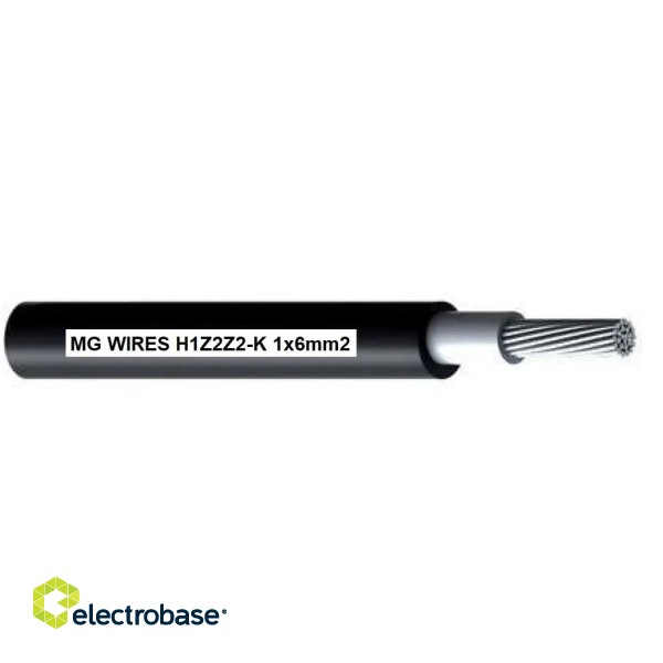 Photovoltaic cable // MG Wires // 1x6mm2, 0.6/1kV black H1Z2Z2-K-6mm2 BK, 100m package