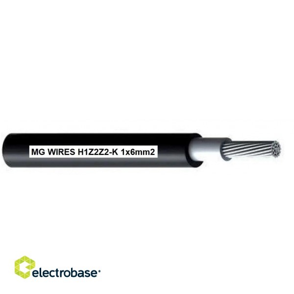 Photovoltaic cable // MG Wires // 1x6mm2, 0.6/1kV black H1Z2Z2-K-6mm2 BK, 500m spool