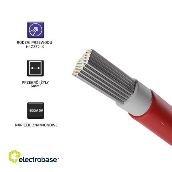 Qoltec 53852 Photovoltaic solar cable | 6mm² | 100m | red фото 4