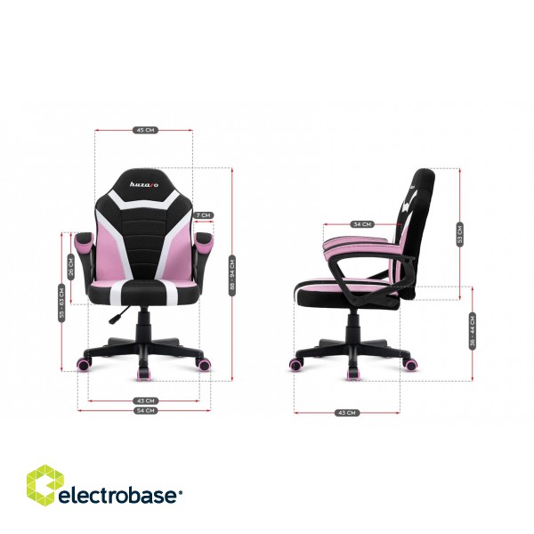 Gaming chair for children Huzaro Ranger 1.0 Pink Mesh paveikslėlis 8