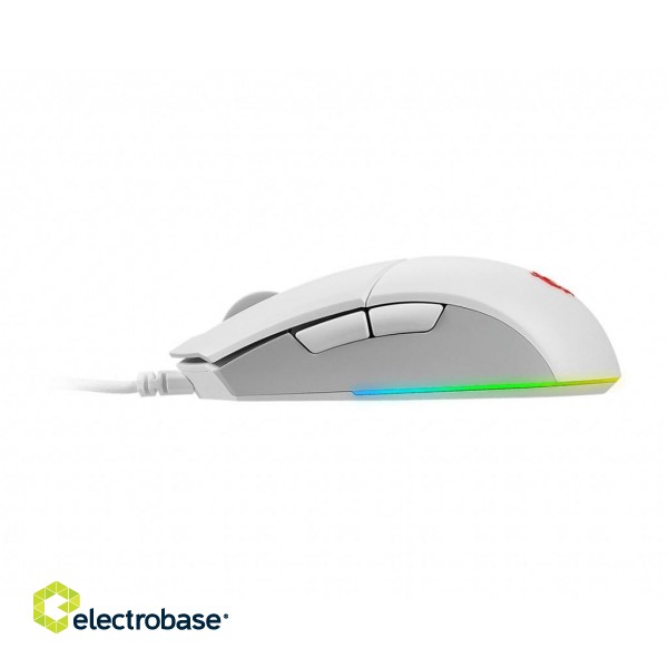 MSI CLUTCH GM11 WHITE Gaming Mouse '2-Zone RGB, upto 5000 DPI, 6 Programmable button, Symmetrical design, OMRON Switches, Center' paveikslėlis 4