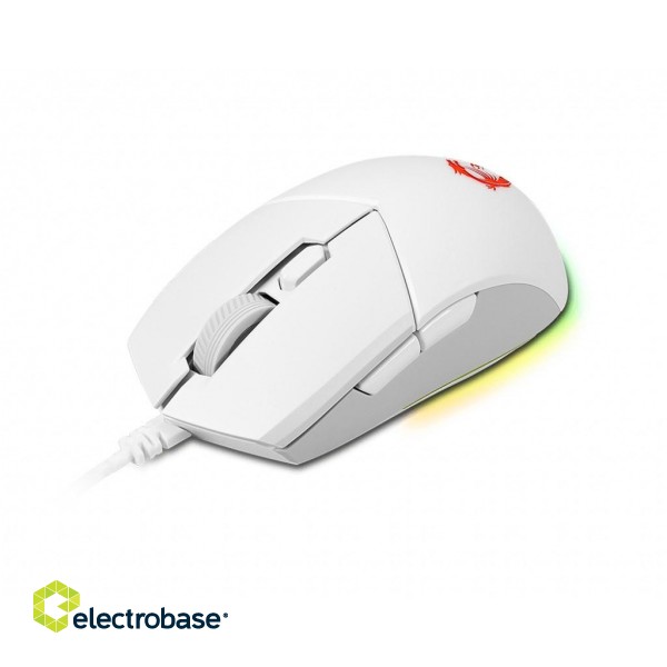 MSI CLUTCH GM11 WHITE Gaming Mouse '2-Zone RGB, upto 5000 DPI, 6 Programmable button, Symmetrical design, OMRON Switches, Center' paveikslėlis 5