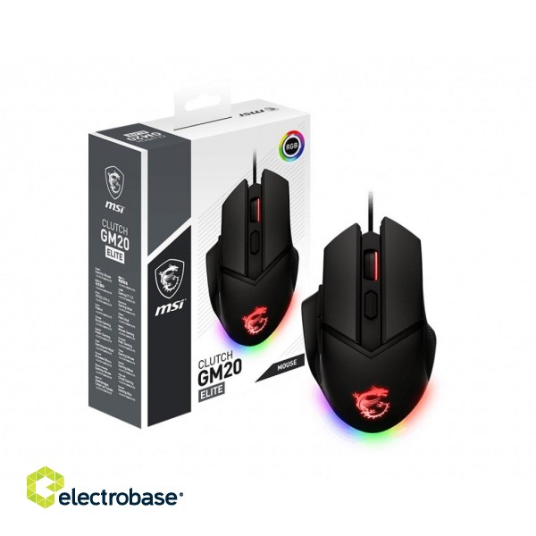 MSI CLUTCH GM20 ELITE mouse USB Type-A Optical 6400 DPI Right-hand image 1