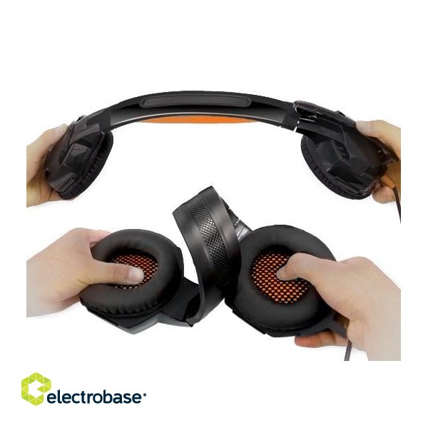 REAL-EL GDX-7700 SURROUND 7.1 gaming headphones with microphone, black-orange image 1