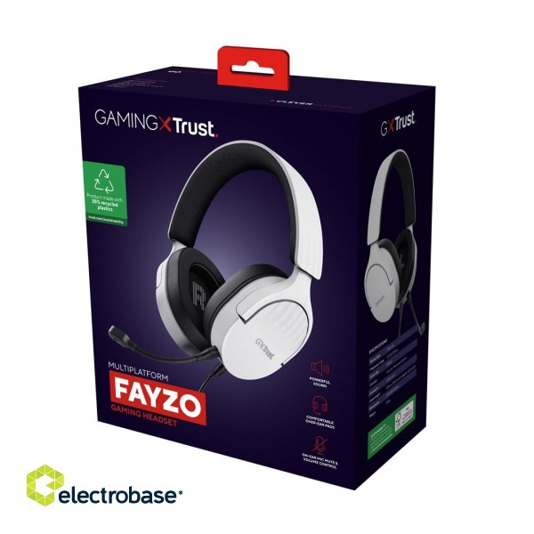 Trust GXT 489W FAYZO Headset Wired Head-band Gaming Black, White paveikslėlis 1