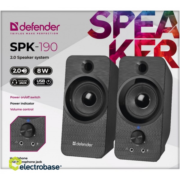 DEFENDER SPK-190 2.0 8W USB SPEAKERS 65190 paveikslėlis 3