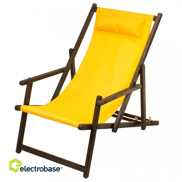 Premium Deck Chair with Pillow and Armrests Sun Lounger Foldable Perfect for Garden, Beach image 1