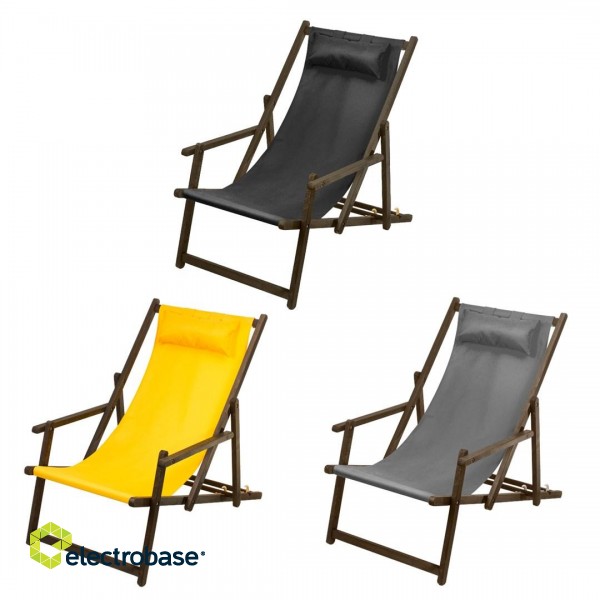 Sun lounger with armrest and cushion GreenBlue Premium GB283 black image 1