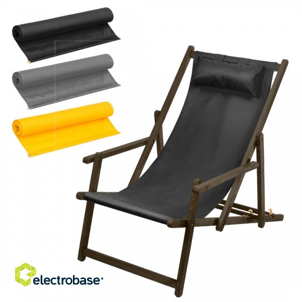 Sun lounger with armrest and cushion GreenBlue Premium GB283 black paveikslėlis 5