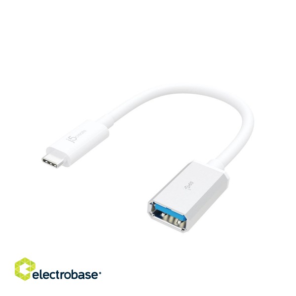 Adapter j5create USB-C 3.1 to Type-A Adapter (USB-C m - USB3.1 f 10cm; colour white) JUCX05-N image 1
