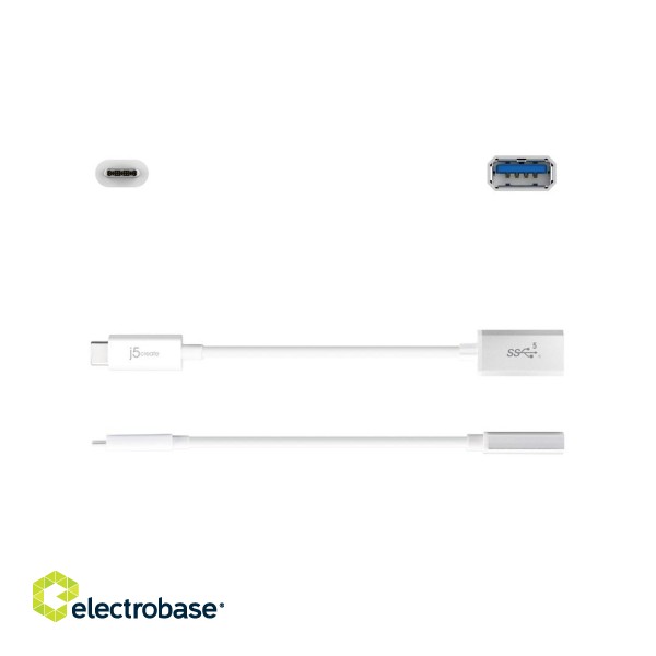Adapter j5create USB-C 3.1 to Type-A Adapter (USB-C m - USB3.1 f 10cm; colour white) JUCX05-N image 3