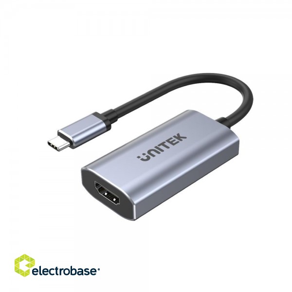 UNITEK ADAPTER USB-C - HDMI 2.1, 8K, ALU, 15CM image 3