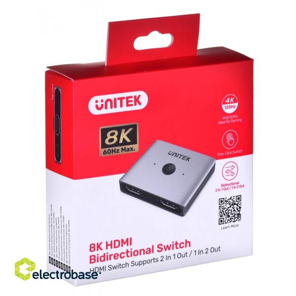 Unitek two-way Signal Switch HDMI 2.1 2 in 1 out 8K image 5