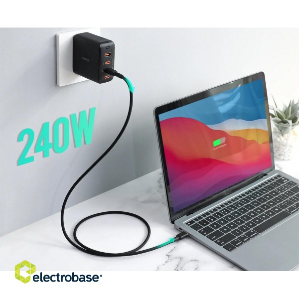 AUKEY CB-SCC241 USB-C Power Delivery PD 240W 5A 20V 1m Nylon Black image 1