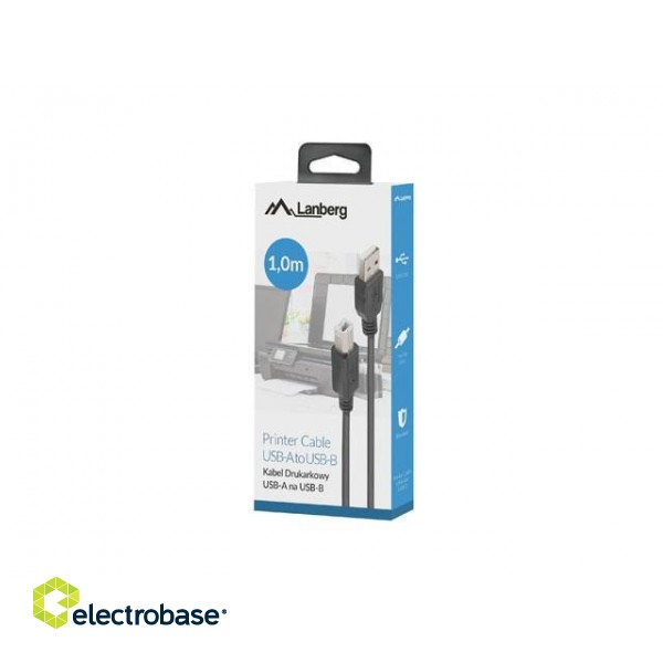 Lanberg CA-USBA-15CU-0010-BK kabel USB 1m 2.0 USB A->USB-B Black image 3