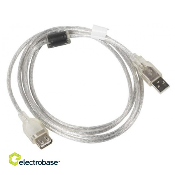 Lanberg CA-USBE-12CC-0018-TR USB cable 1.8 m USB 2.0 USB A Transparent image 2