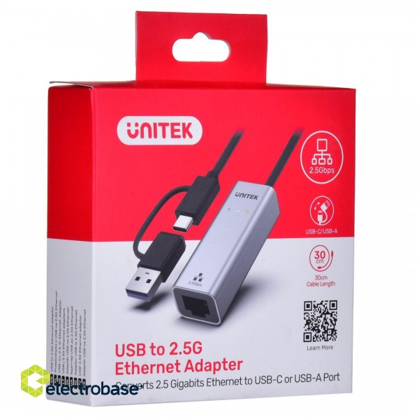 UNITEK ADAPTER USB-A/USB-C - RJ-45 2.5 GBIT, U1313C paveikslėlis 5