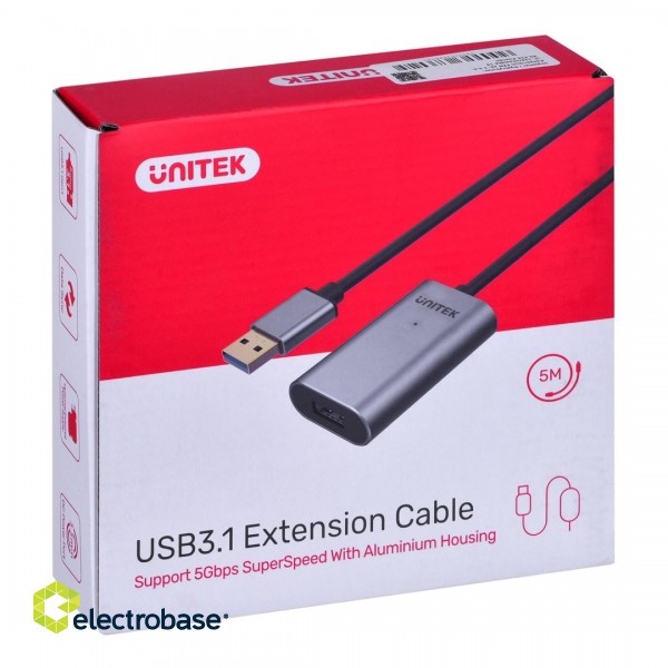 UNITEK Y-3004 USB cable 5 m USB 3.2 Gen 1 (3.1 Gen 1) USB A Grey фото 3