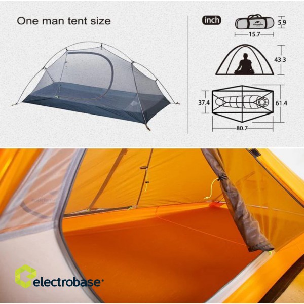 Naturehike cycling tent Ultralight 1 NH18A095-D-orange фото 7