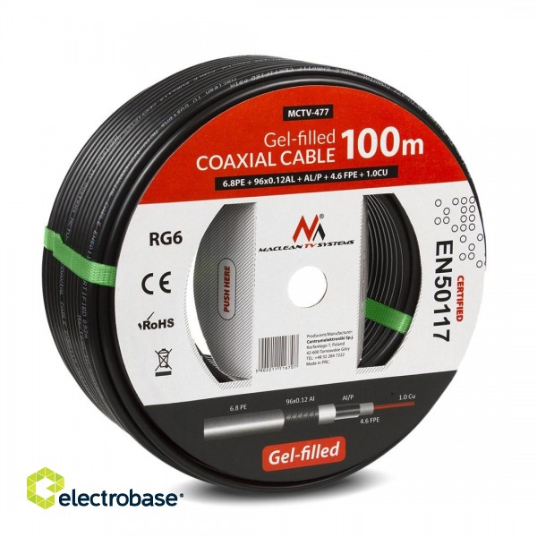 Maclean MCTV-477 coaxial cable 100 m Black фото 2