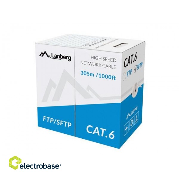 Lanberg LCS6-11CU-0305-S networking cable 305 m Cat.6 SFTP CPR+ Fluke passed Gray фото 1