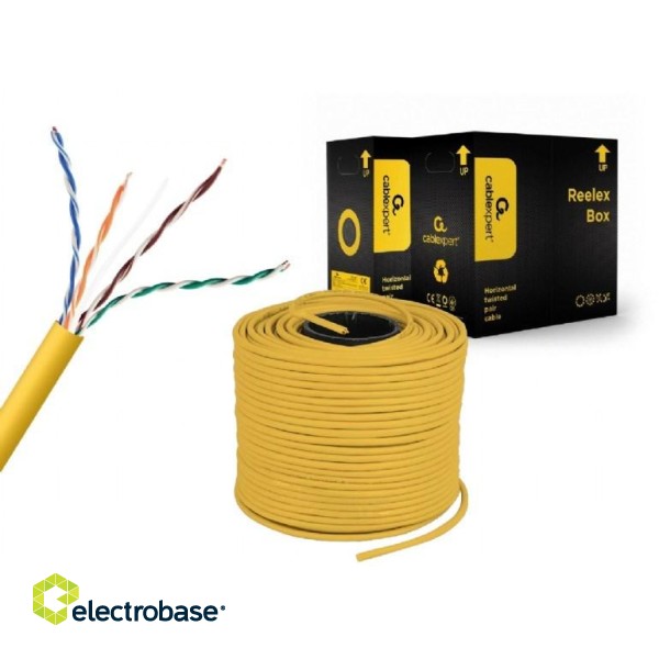 Gembird UPC-5004E-SOL-Y CAT5e UTP LAN cable (CCA), solid, 305m, yellow фото 1