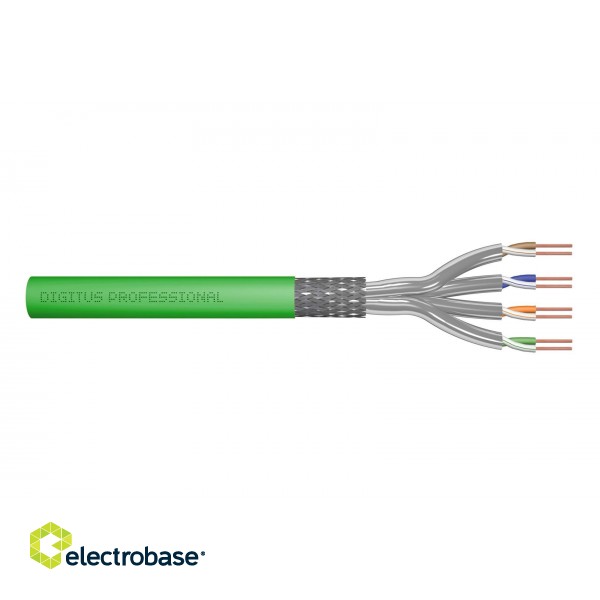 Installation cable DIGITUS cat.8.2, S/FTP, Dca, AWG 22/1, LSOH, 100m, green image 1