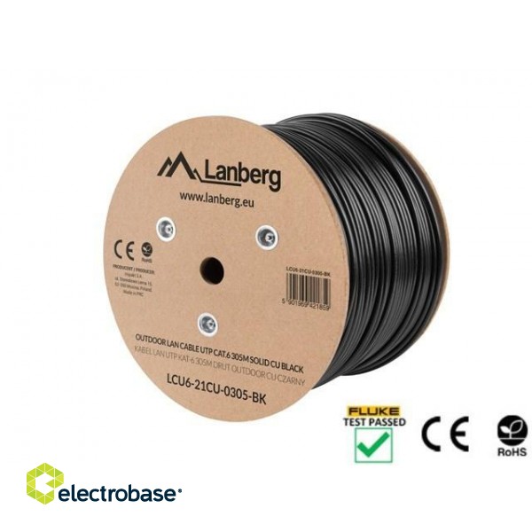 Lanberg LCU6-21CU-0305-BK networking cable Black 305 m Cat6 U/UTP (UTP) image 3